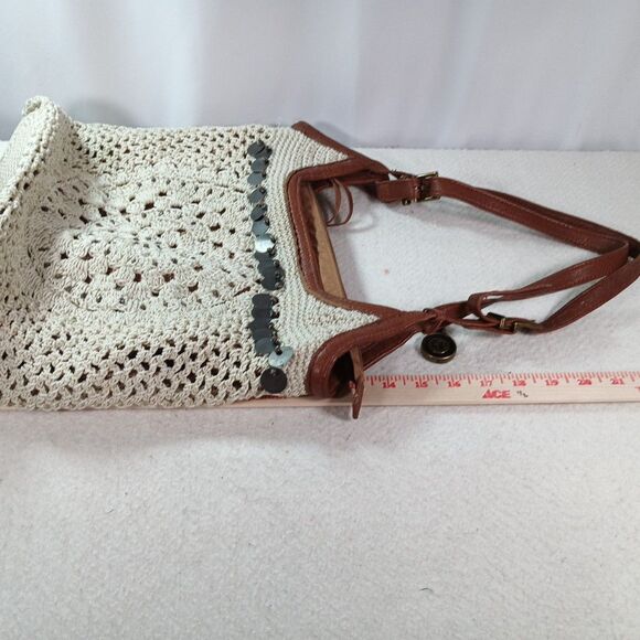 The Sak Heritage Hobo Shoulder Bag Leather Crochet Purse 2015 Brown Vintage Bag - Picture 14 of 16
